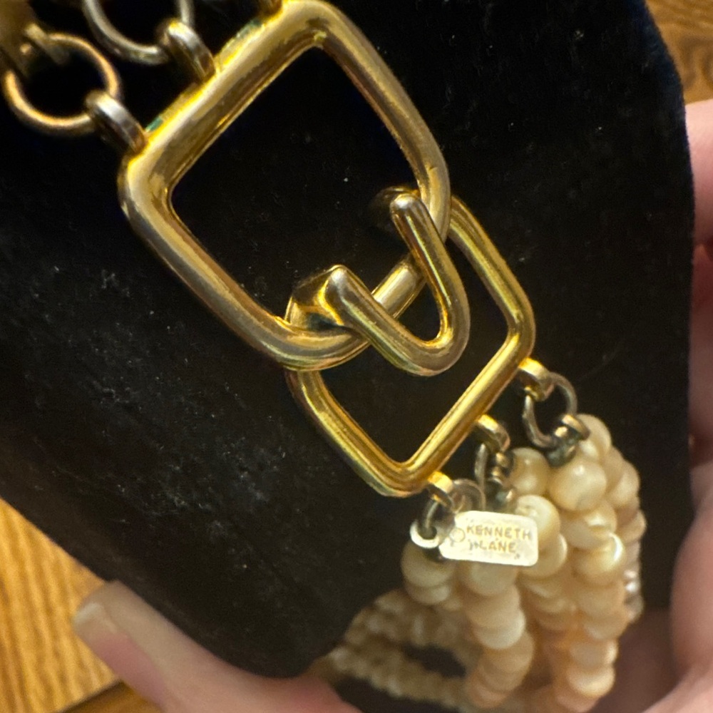 Rare Vintage 80s Kenneth Jay Lane Balmuti Mother of Pearl Multi Strand Necklace - Picture 8 of 11